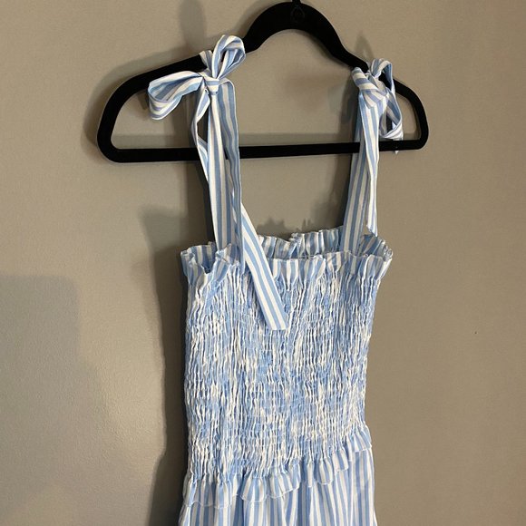 Blue and White Striped Maxi Summer Dress - Picture 2 of 2